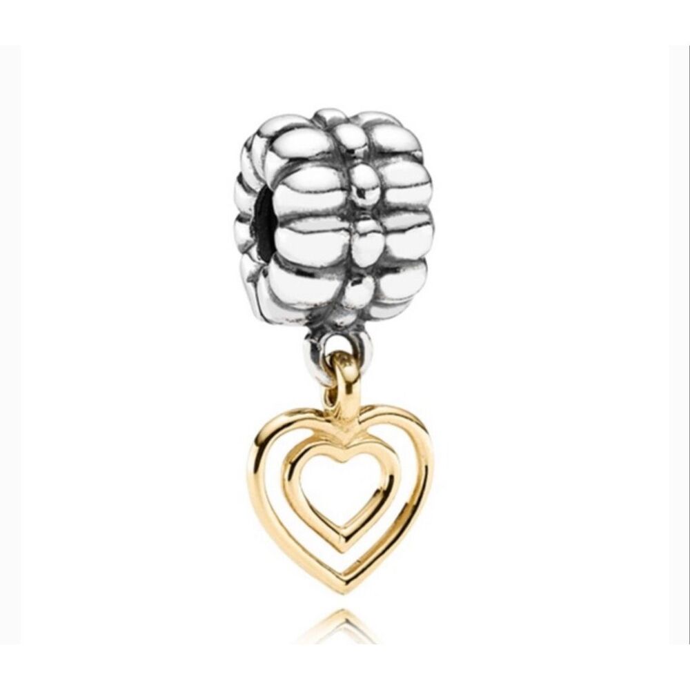 Pandora Heart of Hearts Dangle Clip Charm 14K Gold/925 Sterling ALE